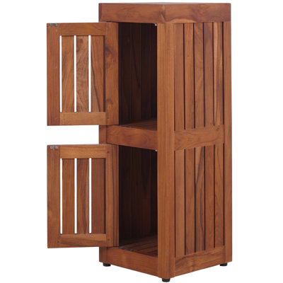 Sula Two-Level Teak Tower Floor Cabinet