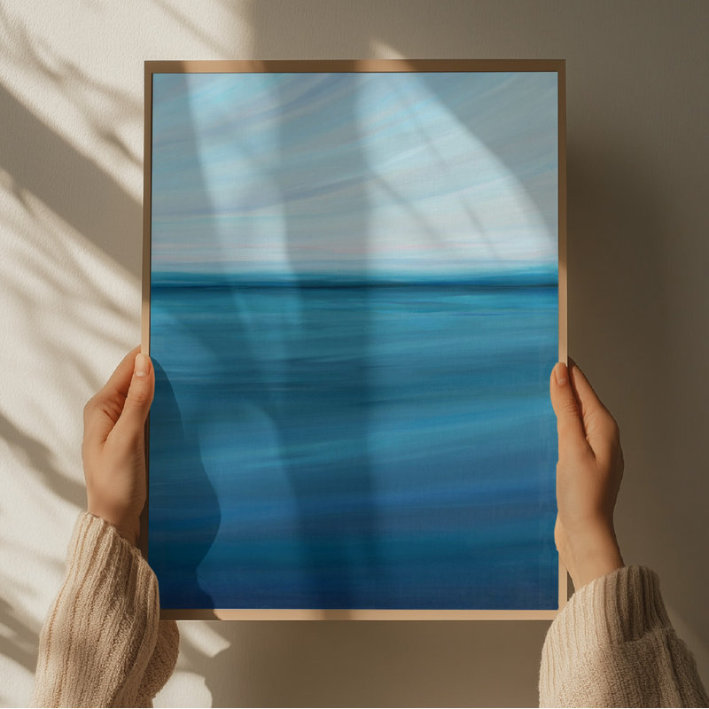 «Serene Ocean Sky» par Nicole Walsh - art mural abstrait, Size, Format, Frame Colour