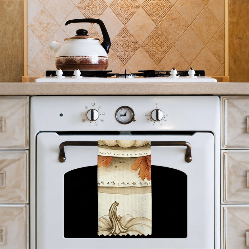 Serviette de cuisine en microfibre d'Halloween, linges à vaisselle réutilisables absorbants, décoratifs résistants à la décoloration, 16 po x 24 po, plateau de citrouille crème