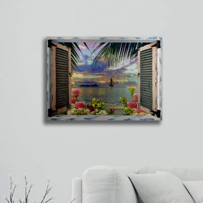 Clodomira 'Tropical Window' Acrylic Painting Print on Brushed Aluminum