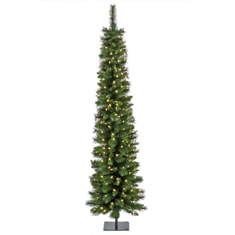 6 Ft. Pre-Lit Nooksack Fir Pencil Slim Tree With LED Lights