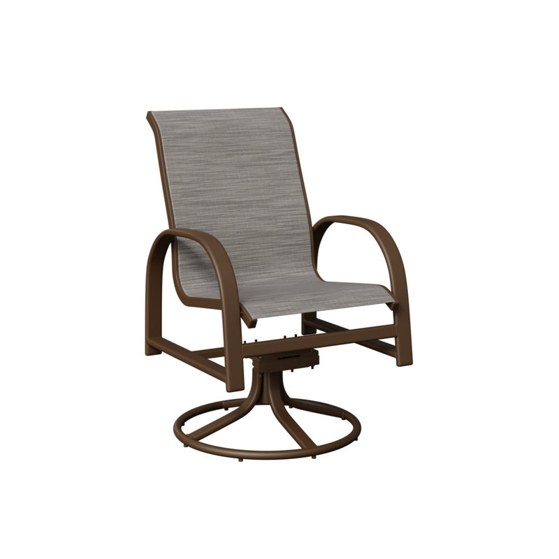 Chaise berçante pivotante en aluminium Amma Mesquite, Mica perle, Veine d'aluminium et de bois mesquite