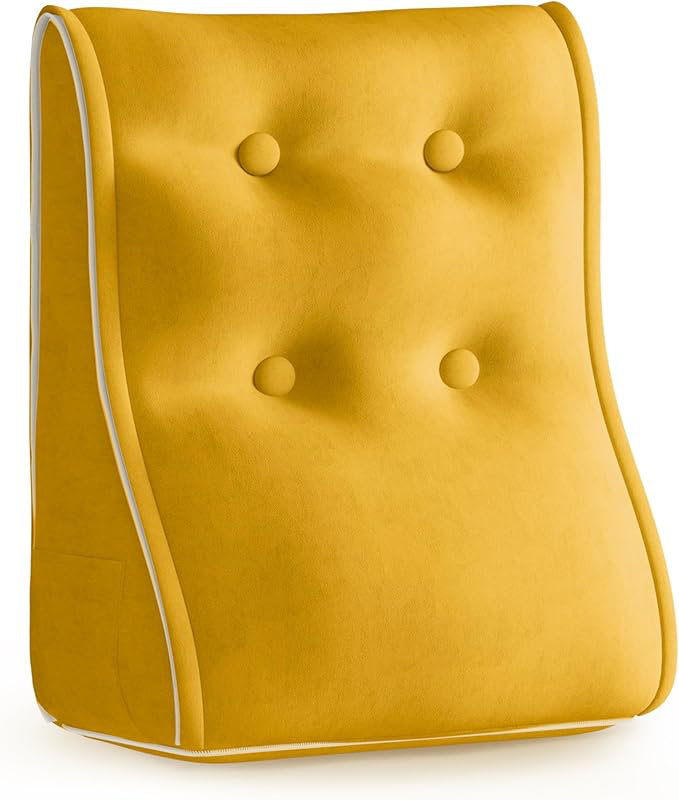 Sit-up Back Comfort Contour Wedge Pillow with Zipper Connector Headboard Velvet Reading Pillows for Sitting up In Bed Sofa Backrest Lumbar Support Cushion Compression
