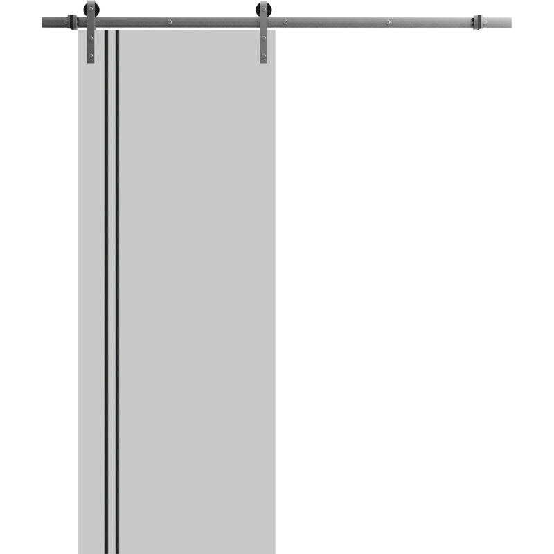 Porte de grange en bois massif massif, 30 po x 96 po, Gris mat