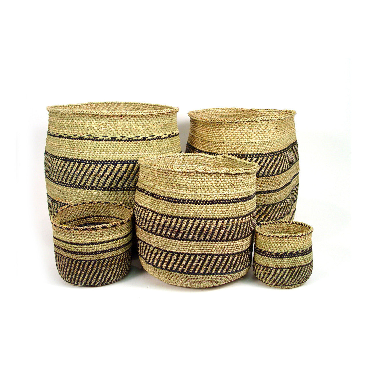 Mbare Iringa Woven Basket with Black Stripe | Wayfair