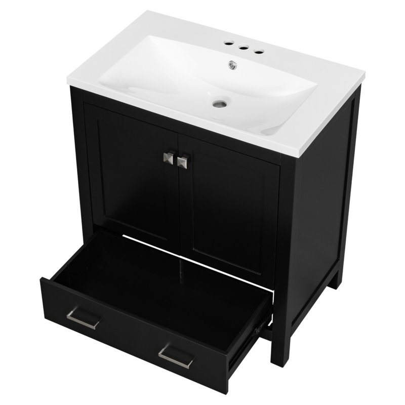 Base de meuble-lavabo simple 17,5 po seulement, Argent, Noir