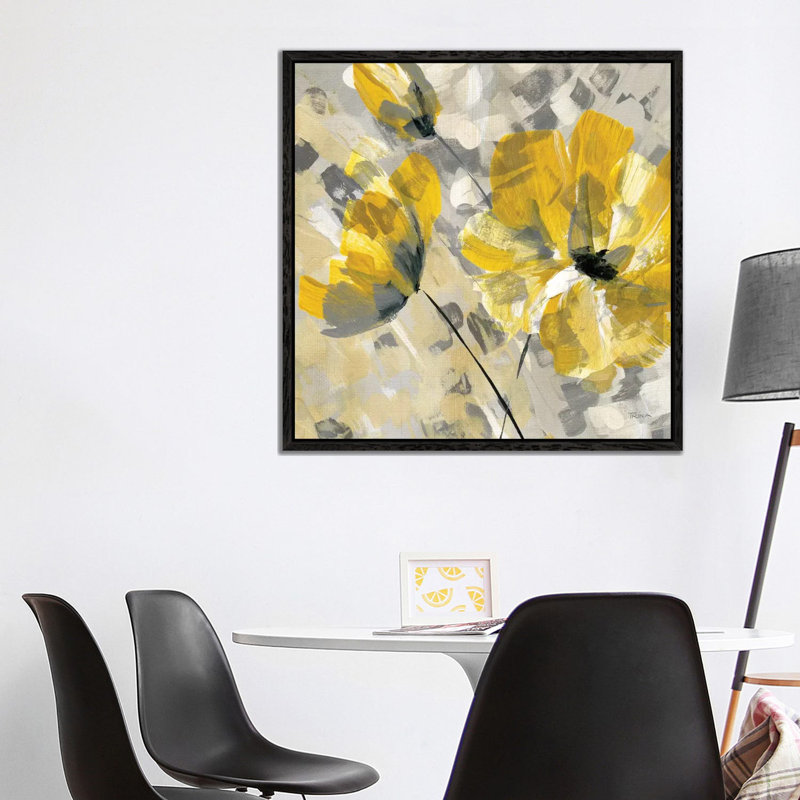 Buttercup II by Katrina Craven - Painting on Canvas, 93.98 cm H x 93.98 cm W, Black Floater Framed