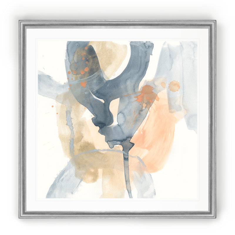 « liquid blueprint vii »-reproduction d’art sur toile, H 17,5 po x l 17,5 po x P 1,5 po, Cadre argenté