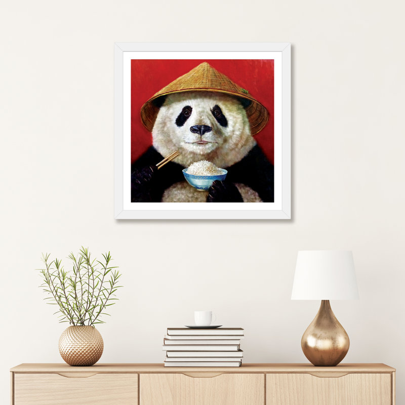 Panda, art encadré, H 16 po x l 16 po x p 1 po, Papier encadré blanc