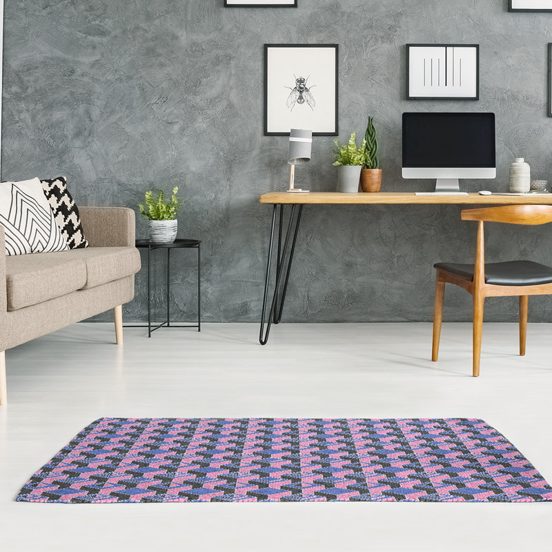 Tapis rose/bleu/noir skyscrapers dark, Rectangle 8 pi x 10 pi