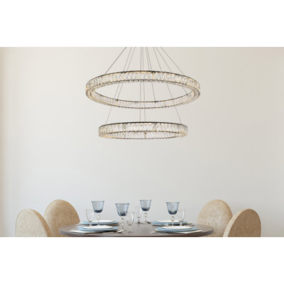 Steveson 2-Light Crystal Oval LED Chandelier