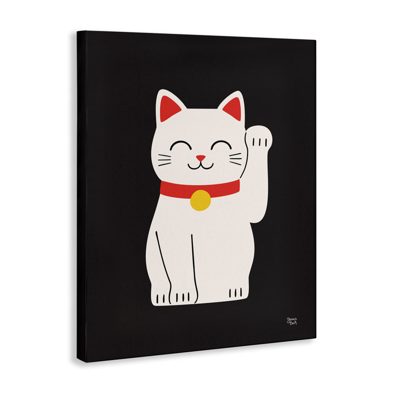 Art mural sur toile Maneki Neko Lucky Cat par Jessica Beck, H 40 po x l 30 po