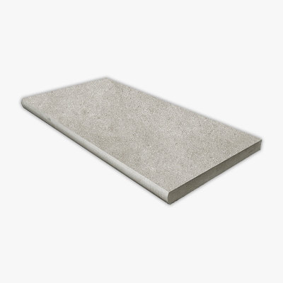 Light Grey Limestone Exterior 12x24 Porcelain Unglazed Bullnose Coping