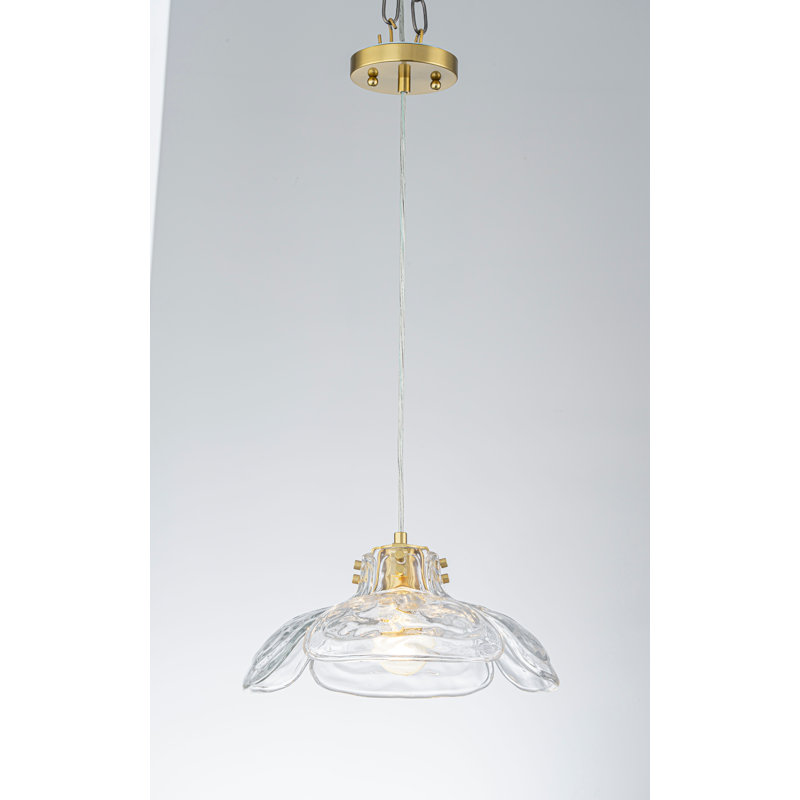 Suspension Lunelle 1 lumière en verre transparent en forme de fleur