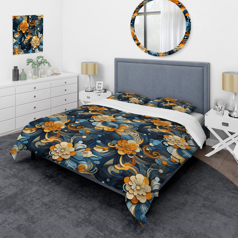 Ensemble de housse de couette Avy, Housse de couette pour grand lit et 2 taies décor