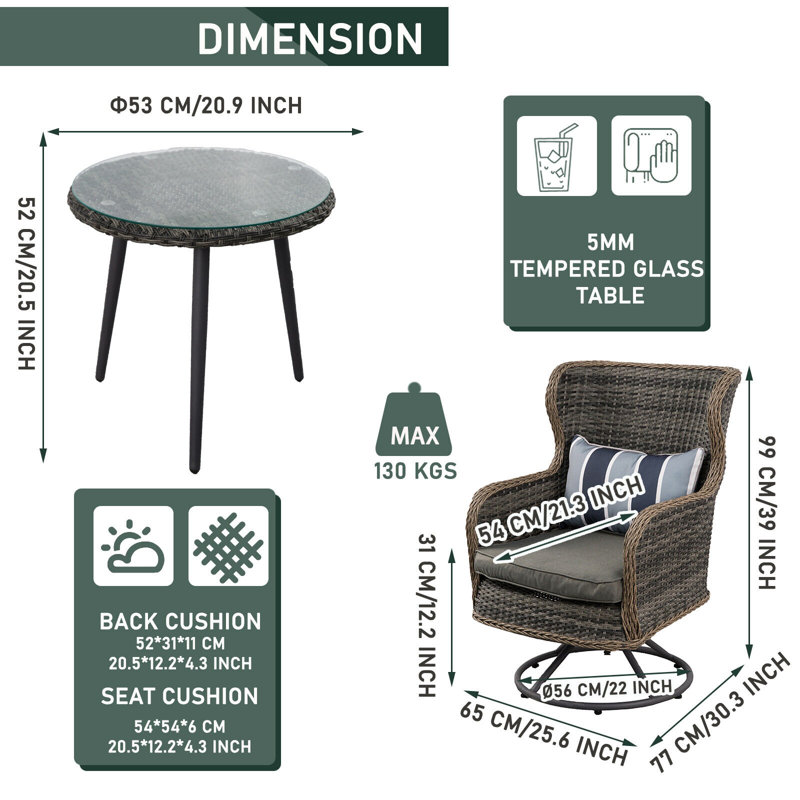 Condry Rattan Wicker 2 - Person Seating Group with Cushions