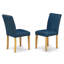 Ensemble de table de salle à manger moderne 5 pièces comprenant une table carrée en bois et 4 chaises rembourrées en similicuir bleu Oasis, chêne-1132522879-1132522878-1195928159