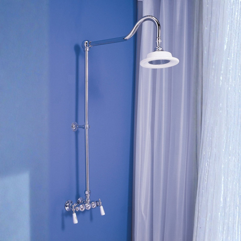 Exposed Shower System with Lever Handles, Polished Brass