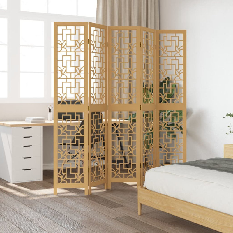 Charnique 180cm W 5 - Panel Solid Wood Folding Room Divider, 200cm H x 180cm W
