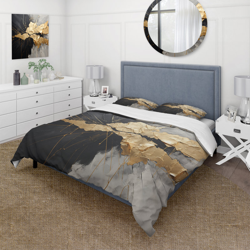 Ensemble de housse de couette noir et or, Housse de couette très grand et 2 très grandes t