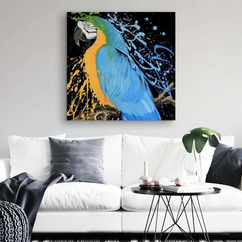 macaw parrot - 32"x32" art on canvas