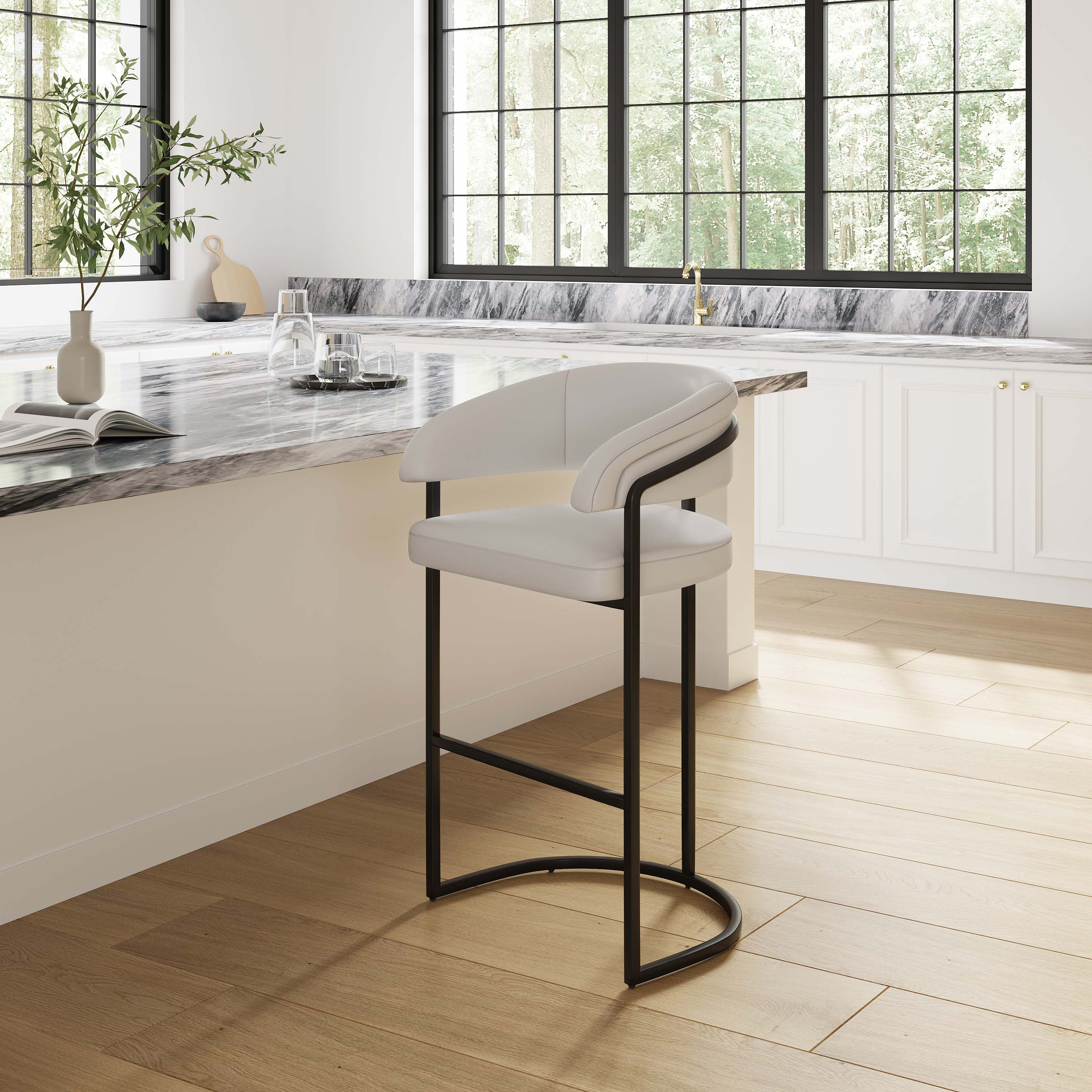 Manhattan Comfort Augusta Modern Leatherette Upholstered Counter Stool ...
