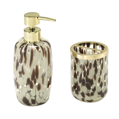 Nicole Miller Safari Toothbrush Holder & Lotion Dispenser Set