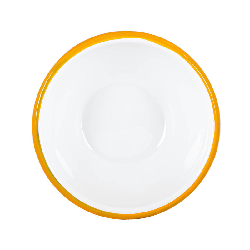 Argon Tableware - White Enamel Bowls, Yellow