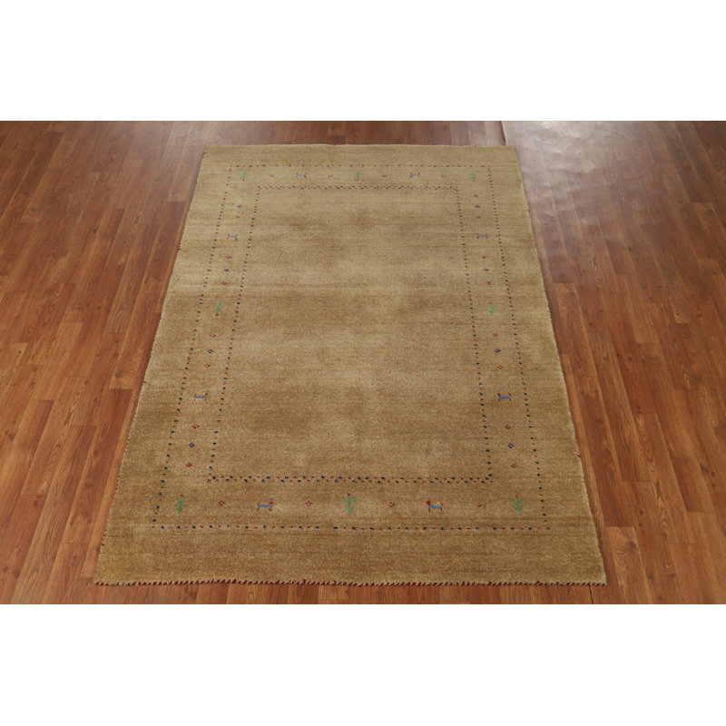 Brown Gold Gabbeh Oriental Rug 5x7