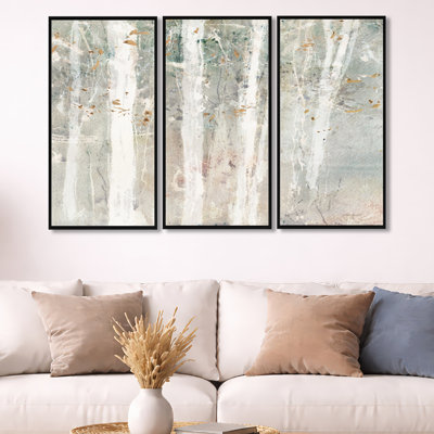 A Woodland Walk Into The Forest V - ensemble d'art mural sur toile encadré traditionnel de 3