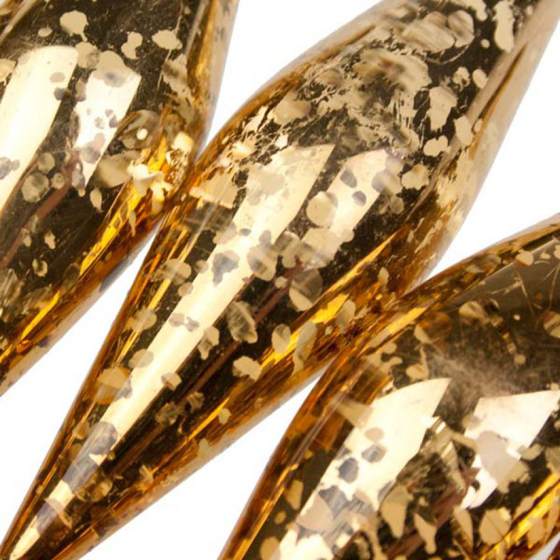 Glass Finial Ornament, 7cm H x 1.5cm W, Gold