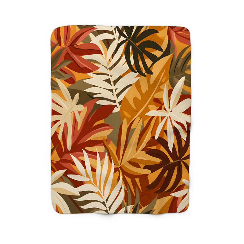Trio de feuilles fantaisistes - couverture Sherpa de qualité supérieure 1 pièce, Queen