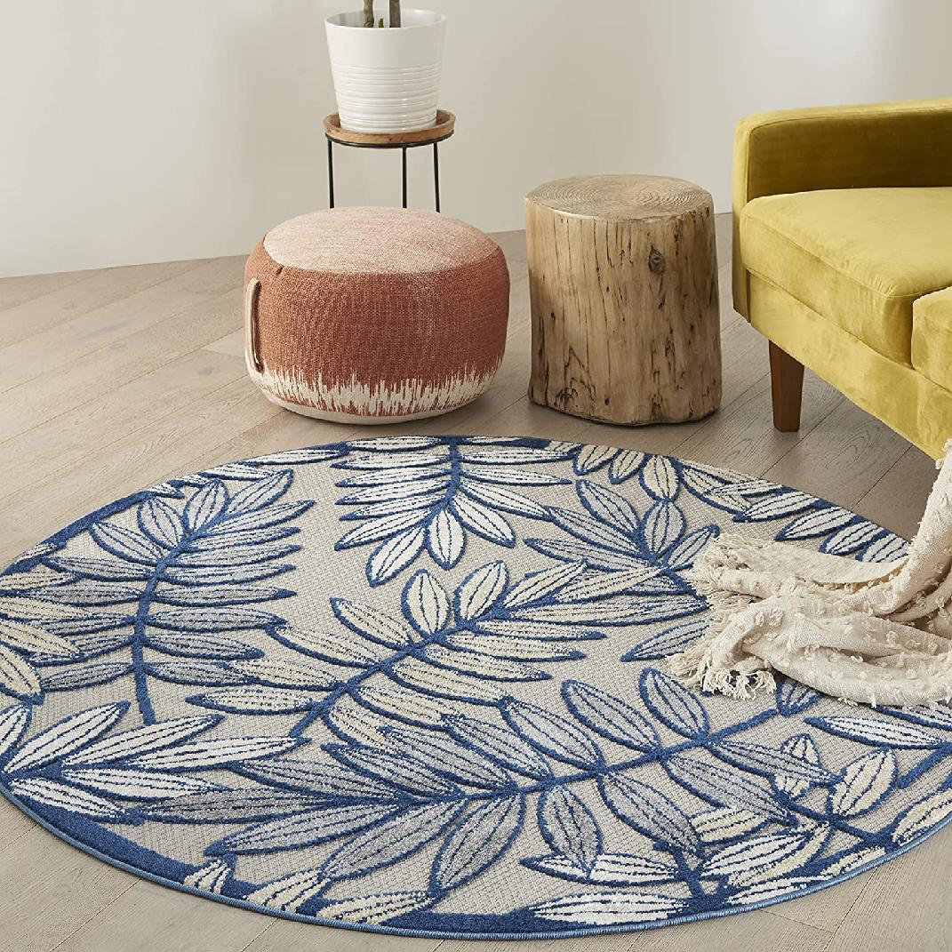 Adames Floral Navy Blue/Ivory Indoor / Outdoor Area Rug Andover Mills™ Rug 