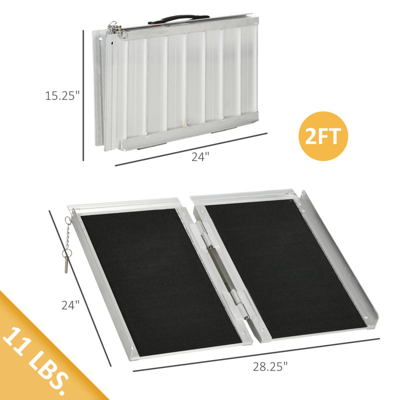 HomCom Metal Foldable 48'' L Threshold Ramp, 1.5" H x 28.25" W x 24" L