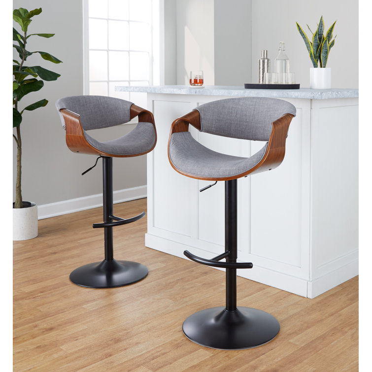 Swivel Upholstered Adjustable Height Counter Stool with Metal Frame