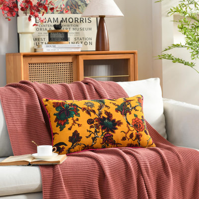 Floral Cotton Throw Pillow