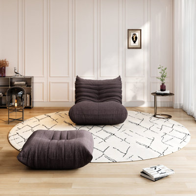 Armless Floor Sofa Fireside Chair, Ergonomic Design Memory Foam Bean Bag Chairs, Lounge Chair For Living Room Bedroom, Office
