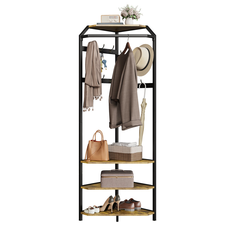 Metal Freestanding 1 - Hook Coat Rack, Brown