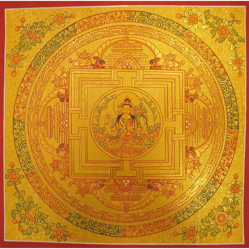 Chengrezig Mandala Thangka (Thangka sans brocart)