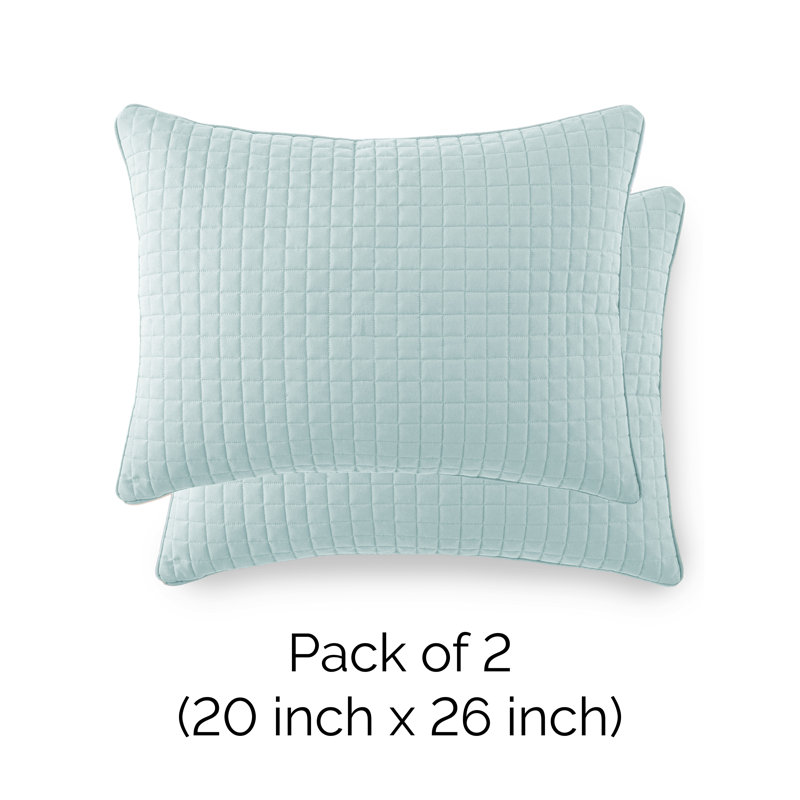 Ensemble de 2 taies décoratives matelassées en microfibre à bordure carrée et à bords passepoilés Southano, H 20 po x l 26 po