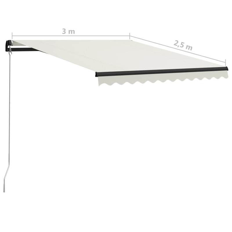 Dakota Fields Anthracite Cover Retractable Patio Awning, Cream, 2.5m W x 3m L