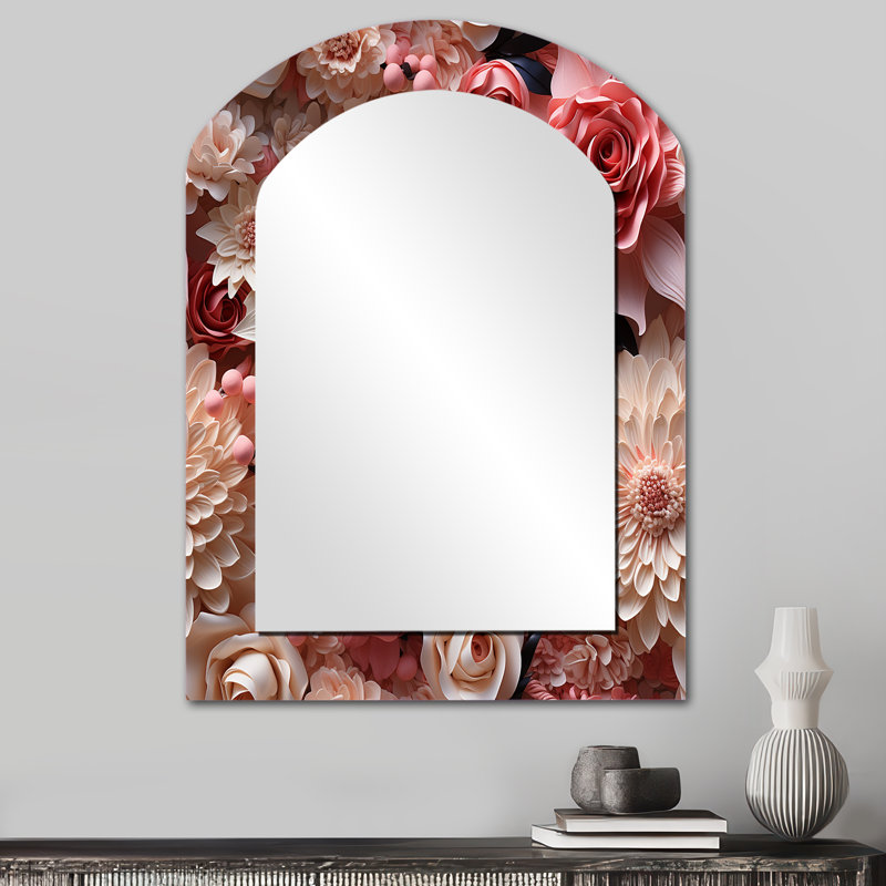 Miroir mural rose et blanc, 34 po x 25 po