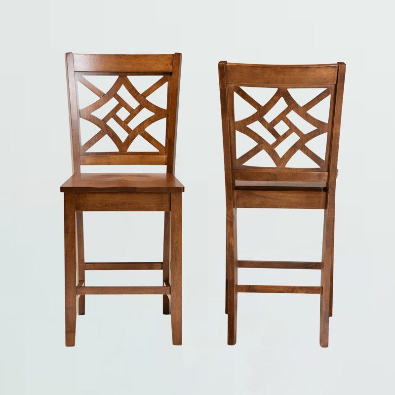 Annorah Solid Wood Counter Stool, Walnut Brown