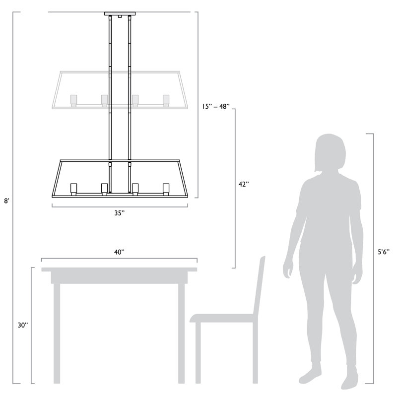 Luminaire suspendu linéaire pour îlot de cuisine à 8 lumières Casale