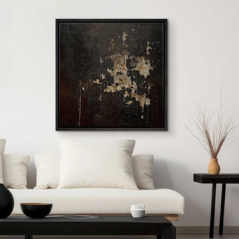 Reproduction d'art encadrée sur toile pour décor moderne neutre, H 16 po x l 16 po, Noir
