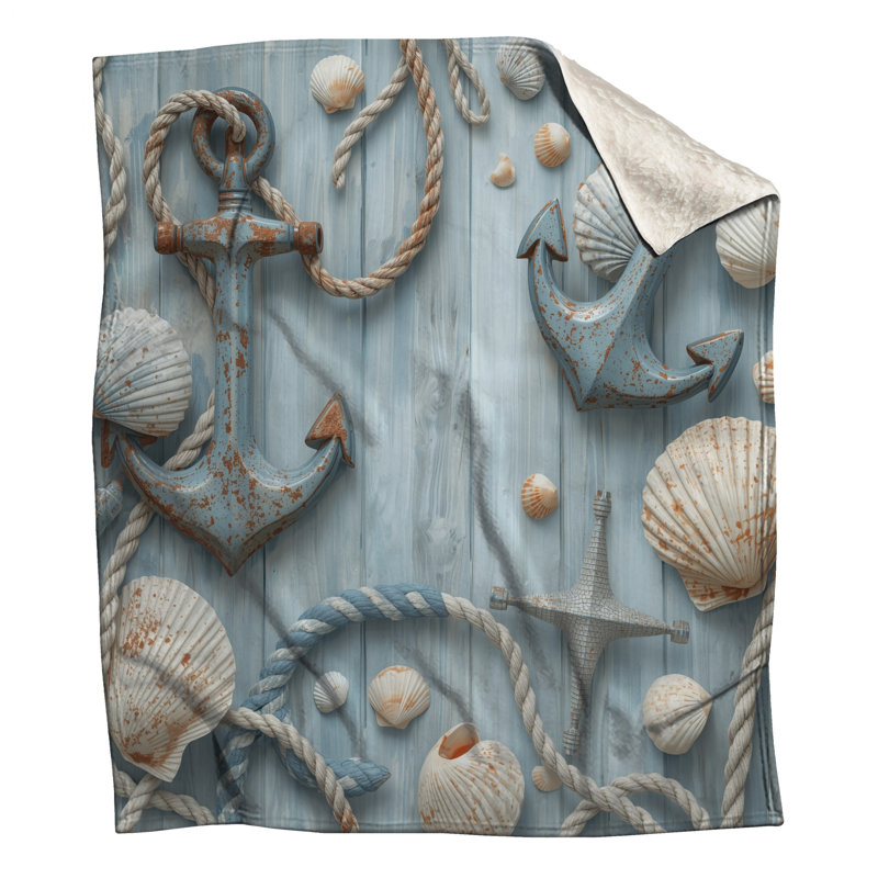 Rustic Nautical Decor Blankets, 50in W x 60in H