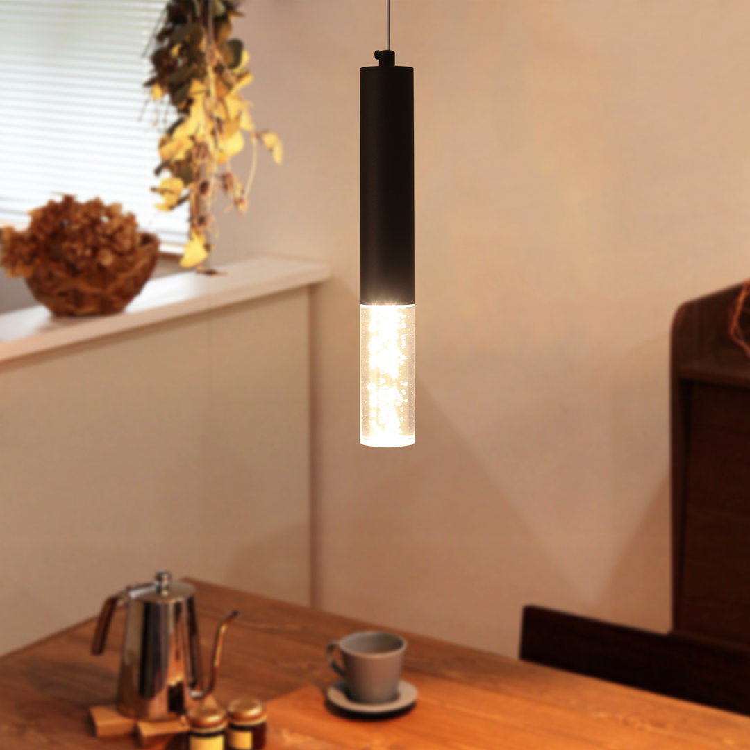 Idske 1 - Light Modern Minimalist Metal Single Cylinder LED Pendant for Contemporary Bedrooms Kitchen Islands Modern Hallways Wrought Studio™ 