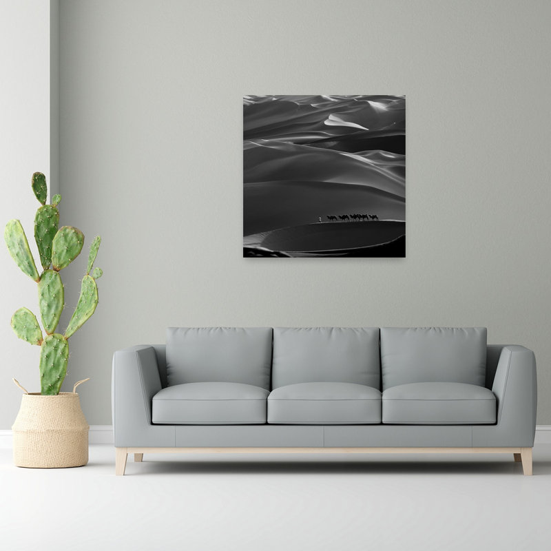 " Desert Caravan Silhouette Abstract Serene Tranquil Landscape Nature Wall Art Print " Print, H 48 po x l 48 po