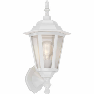 1-Light Outdoor Cast Aluminum White Wall Mount Wall Light Wall Lantern Sconce with Clear Glass