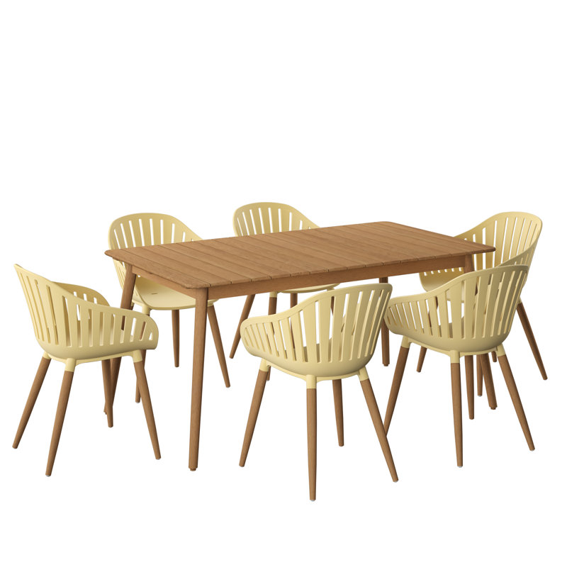 7Pc Outdoor Patio FSC Wood Dining Set